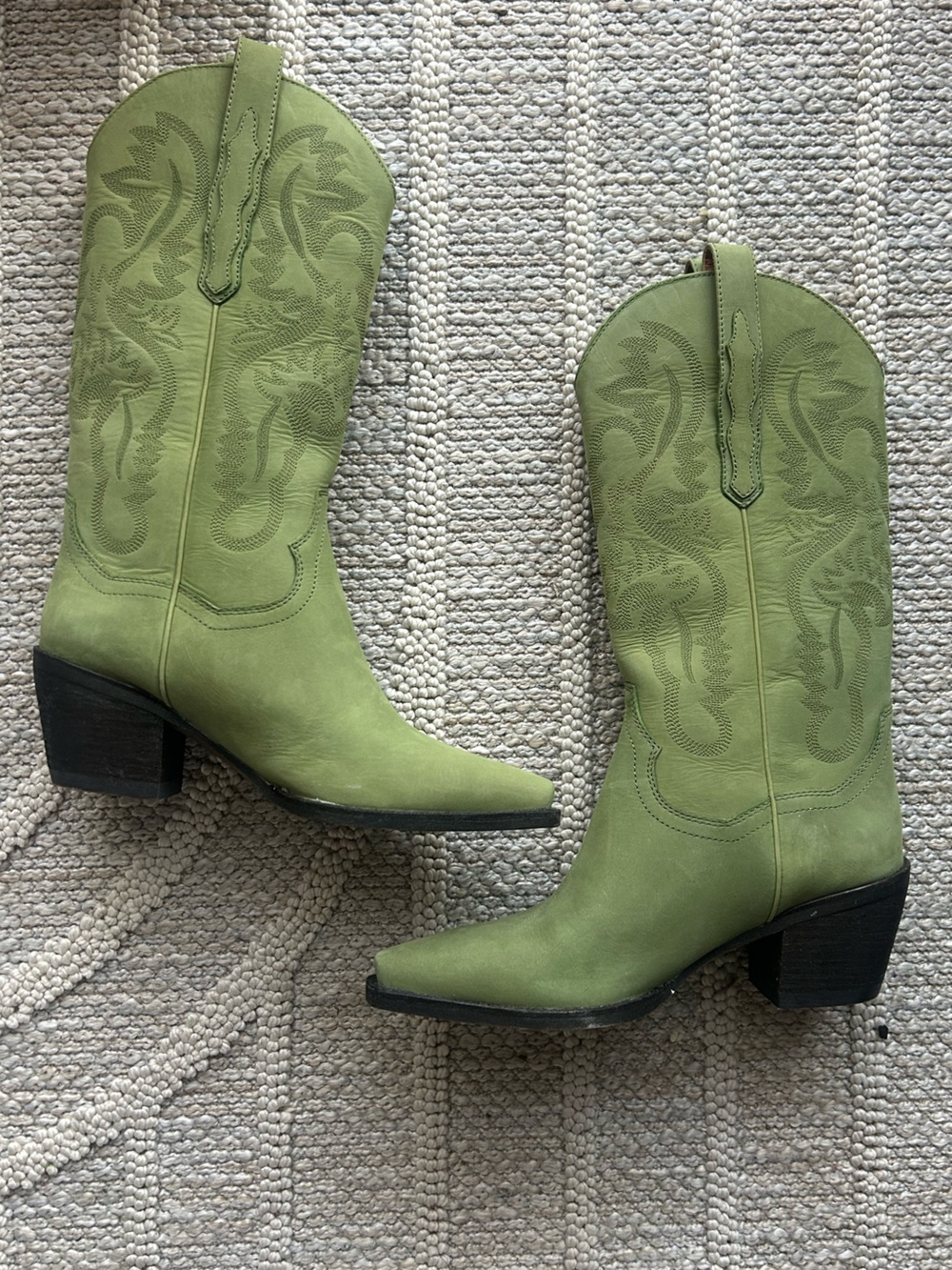 Jeffrey Campbell Olive Green Western Lace-Up Boots